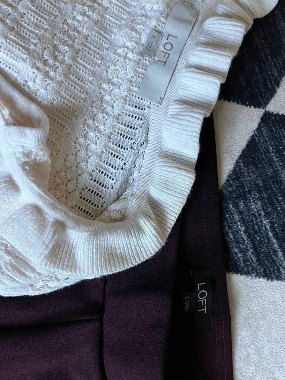 LOFT Women's Maroon Wide-Leg Pants with a Lace tie front Blouse - Picture 3 of 7